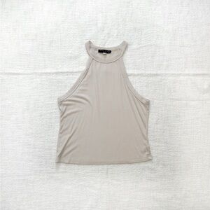 Final Touch Ribbed High Neck Tan Tank Top Women's Size Large